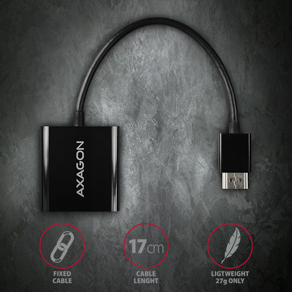AXAGON RVH-VGN – pevný 17cm kabel a hmotnost pouhých 27 gramů